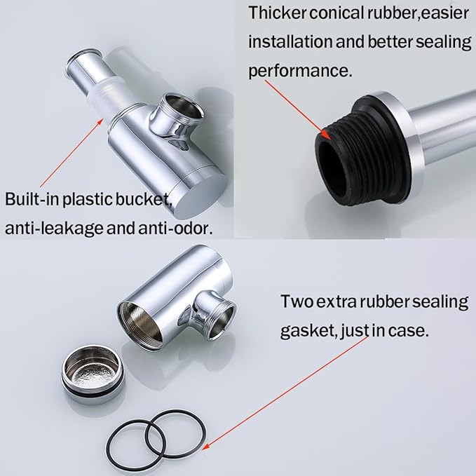RANDOM Polished Chrome Brass Bottle P Trap Kit Contemporary Round Bottle P-Trap 1 1/4 with Pop Up Drain Without Overflow.83888C-S8