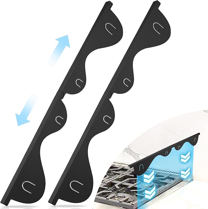 Stove Gap Covers, 2Pcs Stainless Steel Stove Guard, Adjustable Stove Gap Filler for Kitchen Counter Side Gap, 13.8" to 27.5" - Black