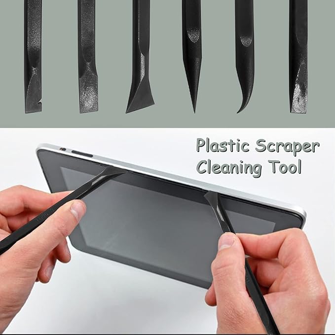 9Pcs Carbon Fiber Scraper Cleaning Tool Non-Scratch Plastic Multi-Purpose Stiff Scraper Pen-Shaped Scraper Tool for Paint, Stickers Label, Food, Tight Spaces, Crevices, Kitchen (Black)