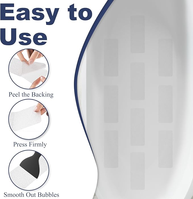 XXL Bathtub Non Slip Stickers with Strong Adhesive, Widen & Invisible Anti Slip Shower Strips with Scraper for Bath Tub, Shower Floor, Stairs,14 PCS