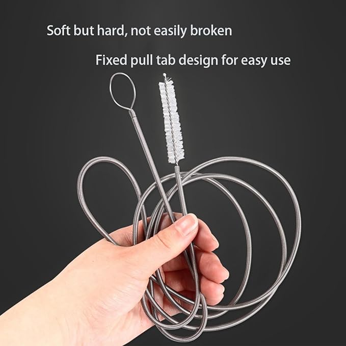 JSONO Refrigerator car sunroof Drainage Internal Long Hose Nylon Spring Fridge Drain Hole Dredging Tool Bendable Frozen Water Clog Remover Cleaning Brush for Kitchen Drain Pipe(155+6cm)