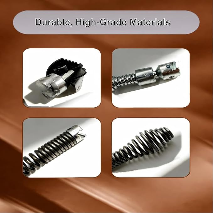 10PCS Drain Snake Drill Attachment Kit - Auger Cutter Set for RIDGID K-400, C-4/C-6/C-7/C-8/C-9, 4 Cutters + 5 Spirals Heads & Tips Accessories for 5/8 Inch Drain Cleaning Cables