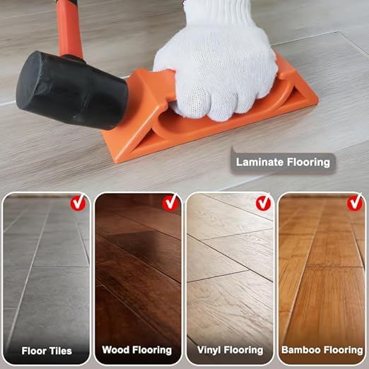 Floor Gap Fixer Tool for Laminate, Vinyl & Hardwood – Heavy-Duty Nylon Plank Puller with Washable Adhesive Pad, Reusable Floor Repair Tool for Closing Gaps (Only Plank Grabber, No Hammer)
