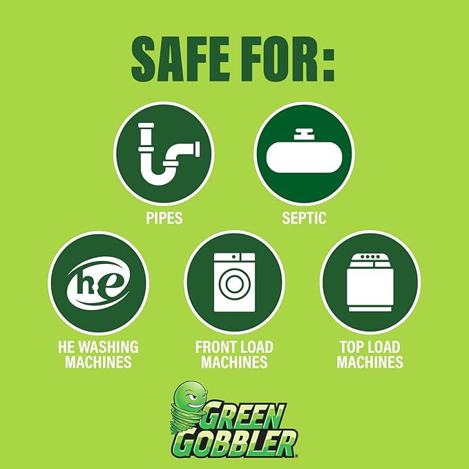 Green Gobbler Premium Washing Machine Cleaner & Deodorizer Tablets with Pipe, Drain & Hose Clean Technology | Front & Top Load Washers | 28 Count (Pack of 2)