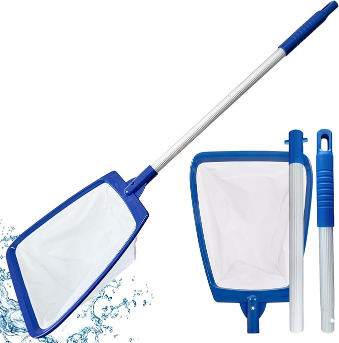 POOLAZA Hot Tub Skimmer Net Fine Mesh with Extendable Aluminum Handle 35 Inch - Hot Tub Net Skimmer for Leaf & Debris Removal, Heavy-Duty Spa Net for Hot Tub, Above Ground Pools & Small Pools