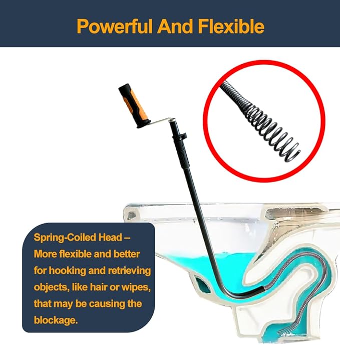 HimaPro Professional Toilet Auger/Closet Auger, 3 Feet Pipe Snake for Unclogging Toilets