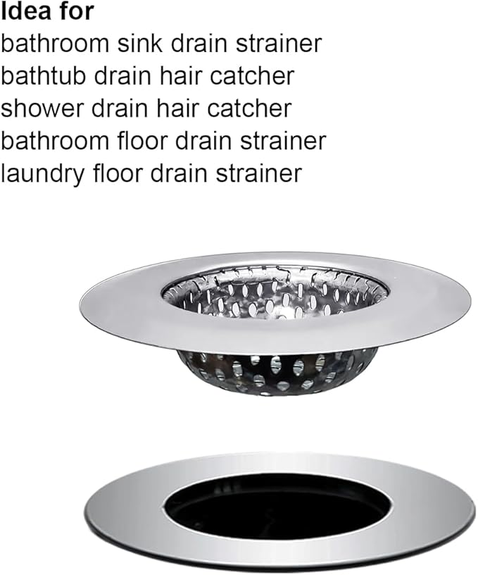 Huntonry Bathtub Drain Strainer - 2.79 Inch Hair Catcher, Stainless Steel Shower Drain Cover, Bathroom Sink Strainer Filter Basket, Tub Drain Strainer, Hair Stopper