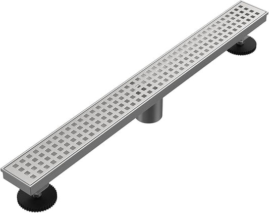 24 Inch Linear Shower Drain Brushed Nickel 304 Stainless Steel