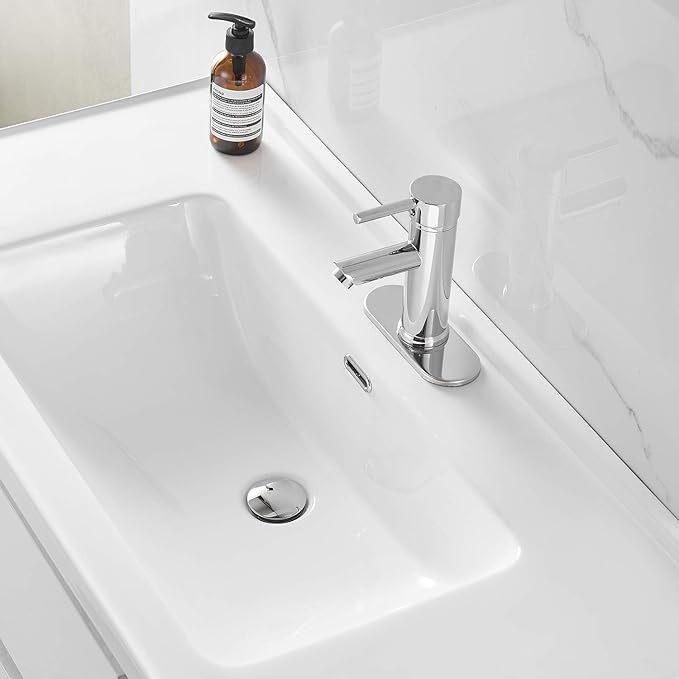 Bathroom Sink Drain with Overflow Vessel Vanity Pop Up Drain Assembly Stopper Lavatory Commercial Bath Brass Fits Bathroom Standard Sink Hole 1-1/2" to 1-3/4" Chrome Finish, P07C