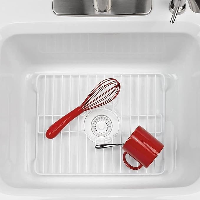 Better Houseware Sink Protectors for Kitchen Sink, Protective Metal Grid, 16x12.3x1 inches, White Kitchen Sink Mat to Shield Sink Base from Scratches, Rust-Resistant Coating, M