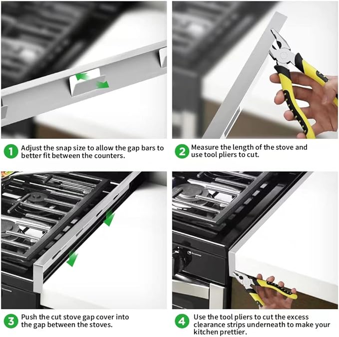 2Pcs Adjustable 23'4-26' Stove Gap Cover Range Gap Filler 316 Stainless Steel Counter Trim Kit Between Stove Edge and Counter Don't Melt Like Silicone Heat Resistant and Easy to Clean (Silver)