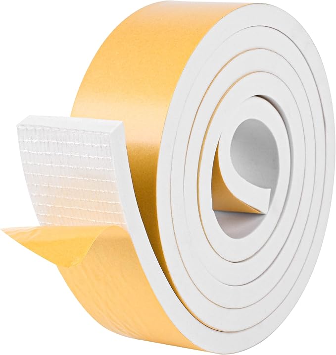 Kikerike Self Adhesive Foam Tape Weatherstrip 2in x 3/8in x 6.5Ft High Density Foam Insulation Strips Seal Weather Stripping with Strong Adhesive for Door and Window Sound Isolation Soundproofing
