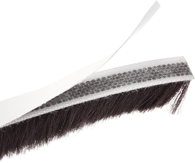 uxcell Weather Stripping Brush, 26ft L x 0.35" W x 0.6" H Self-Adhesive Seal Weatherstrip Sweep Brush Brown for Door Window