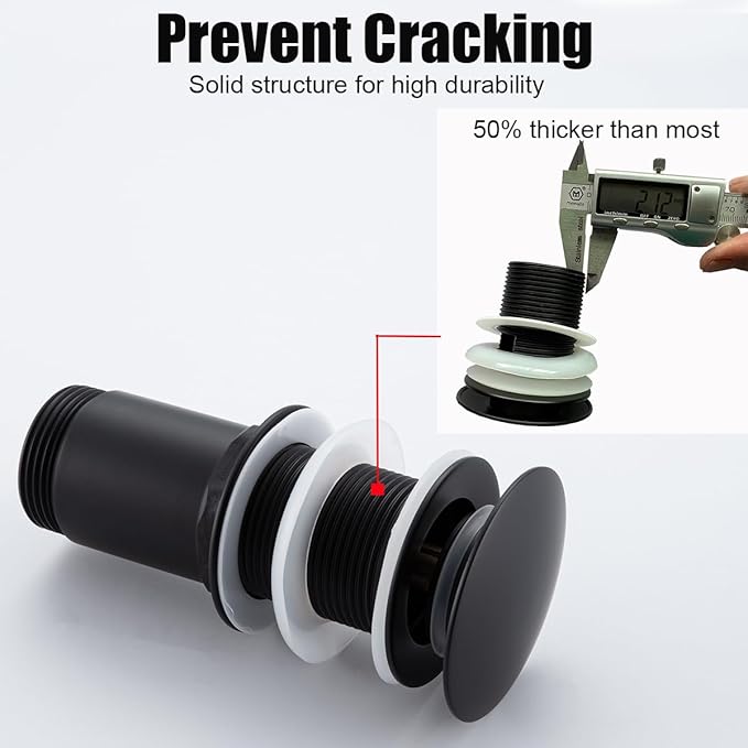 RANDOM Black Brass Bottle P Trap Contemporary Round Bottle P-Trap 1 1/4 with Pop Up Drain Without Overflow Matte Black 83888MBS.