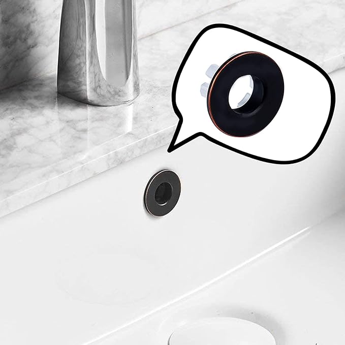 BWE Oil Rubbed Bronze Sink Basin Trim Overflow Cover for Kitchen and Bathroom Vanity Sink Solid Brass Vessel Insert in Hole Round Caps Pack of 2
