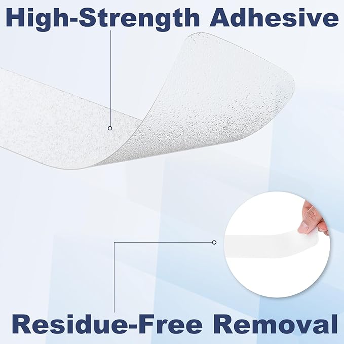 28 PCS Shower Floor Non Slip Stickers with Strong Adhesive, Invisible & Durable Anti Slip Shower Stickers with Scraper for Bath Tub, Pools and Stairs(Clear,Wide Rectangle)