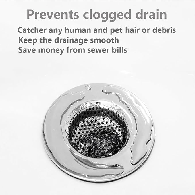 Huntonry Bathtub Drain Strainer - 2.79 Inch Hair Catcher, Stainless Steel Shower Drain Cover, Bathroom Sink Strainer Filter Basket, Tub Drain Strainer, Hair Stopper