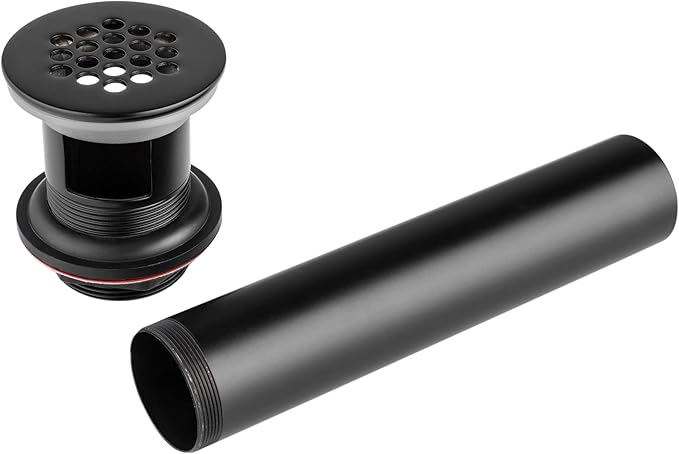 Grid Drain Strainer Assembly With Overflow for Bathroom Sink, P.O. Plug Grid Lavatory Drain, Bathroom Sink Grid Strainer by Artiwell, Matte Black