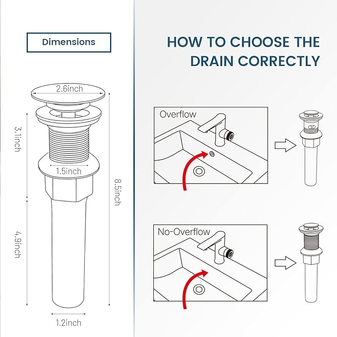 Antique Brass Pop UP Drain, Bathroom Vessel Lavatory Vanity Faucet Sink Stopper, Built-in Anti-Clogging Strainer, Fits Standard American Drain Hole(1-1/2" to 1-3/4"),Without Overflow RWF082S