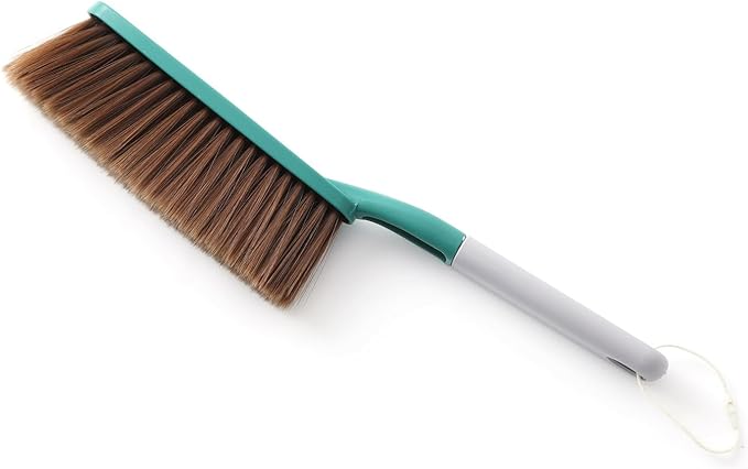 1 Pack 15" Hand Broom Brush,Soft Bristle Cleaning Brush,Crumb Debris Sweeping Brush,Dusting Brush,Comfort for Bed Car Couch Desk Sofa Furniture Clothes,Small Particles Hair Remover(Green)