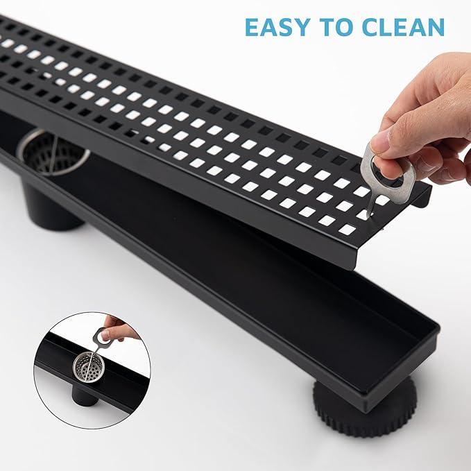 24 Inch Linear Shower Drain Matte Black 304 Stainless Steel