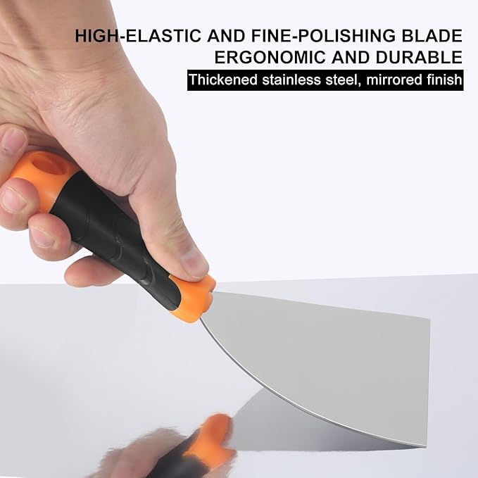 2-Piece Spackle Knife Set：4"，and 6" Professional Putty Knives - Paint Scraper and Drywall Tools for Wall Repair-WEGAZ