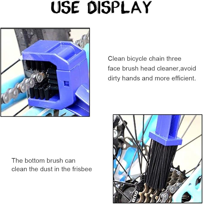 Motorcycle & Bike Chain Cleaner Tool Set Bicycle Chain Gears Maintenance Cleaning Brush Kit for All Type Chain Gears (3 Kinds)