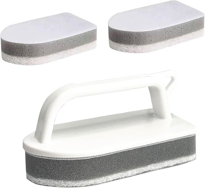 Handle Bathtub Sponge Scrubber, Scrub Brushes for Cleaning Bathroom Scouring Pad Sponge, Non-Scratch Remove Soap Scum, Kitchen, Pool, Tub, Shower Tile