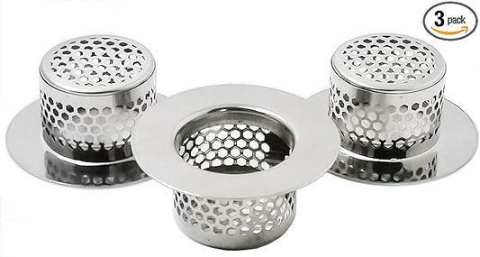Bathtub Drain Strainer, Bathtub Cover Drain Hair Catcher Fits Standard 1.35"-1.5" Openings and Depth More Than 1.1" for Bathroom Sink and Bathtub(3-Pack)
