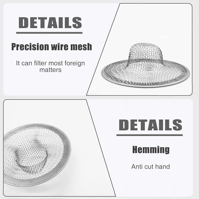 Shower Hair Drain Catcher, Stainless Steel Hair Catcher for Sink Bathroom Tub Drain Hair Catcher by Lechay (2pc)