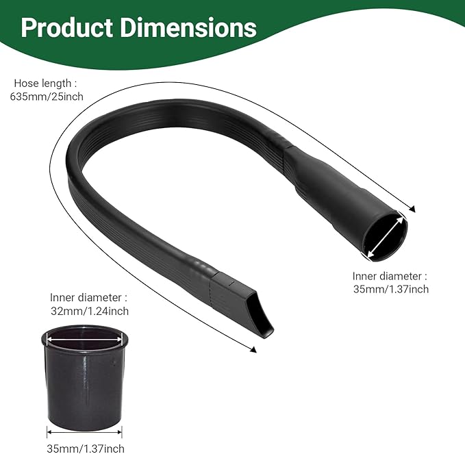 EZ SPARES Flexible Vacuum Crevice Attachment Crevice Tool 25-inch Crevice Brush Tool Kit for All 1-1/4" or 1-3/8"(32mm-35mm) Vacuum Hoses,Reach Deep Into Hidden Spaces