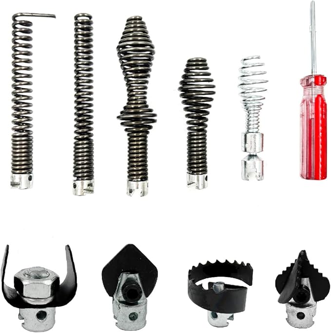 10Pcs Drain Snake Drill Attachment, Drain Auger Cutter Kit, Fit for RIDGID K-400 C-4 C-6 C-7 C-8 and C-9 Drain Cleaning Machine, for 5/8" Drain Snake Cable Heads Tips