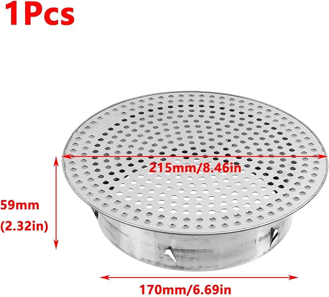 Antrader Floor Drain Cover,6.69 Inch Stainless Steel Floor Drain,Sewer Drain Cover for Outdoor Yard Pipe Roof Balcony,Silver Tone (1Pcs)