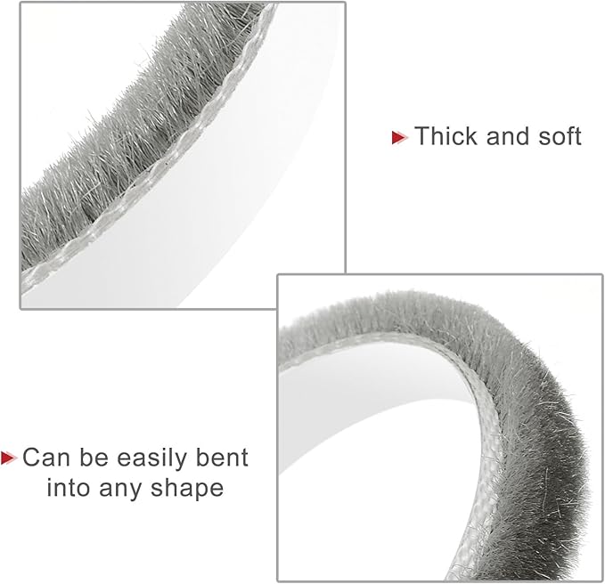 uxcell Weather Stripping Brush, 40ft L x 0.35" W x 0.2" H Self-Adhesive Seal Weatherstrip Sweep Brush Gray for Door Window