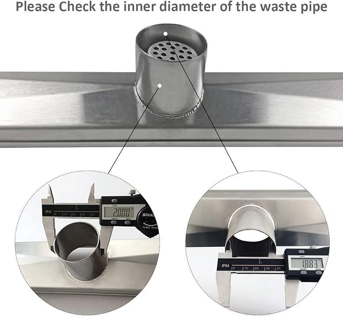 Neodrain 40-Inch Linear Shower Drain with Removable Quadrato Pattern Grate,Brushed 304 Stainless Steel Rectangle Shower Floor Drain, Linear Drain with Leveling Feet,Hair Strainer