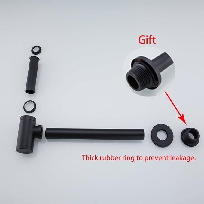 RANDOM Brass Contemporary Round Bottle P Trap 1 1/4,Basin Sink Waste Drain P Trap Kit (Matte Black)