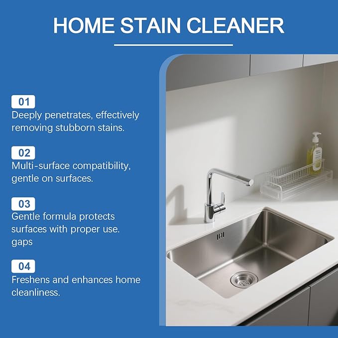Home Stain Cleaner Gel, Washing Machine Cleaner, Deep Cleaning All-Purpose Gel with Brush for Washing Machine, Refrigerator Strips, Household Shower, Kitchen Sinks, Walls, Tiles, Bathrooms 3.38 fl.oz
