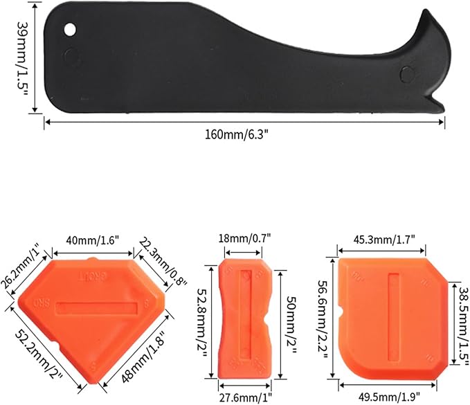 Multifunctional 3-in-1 Silicone Caulking Tool kit - The Ultimate Tile Joint Treatment Tool for Cleaning, Leveling, Seam Pressing, Shaping and Edge Finishing (Plastic Scouring Blade)