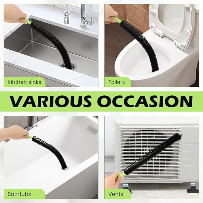 2 Pcs Drain Clean Brush Set,with 2 S-shape Hooks Extended Dryer lint Removal Brush Drain Clog Remover for Toilet, Kitchen Sink, Sewer Drain, Bathroom Tub(size:16 inch)