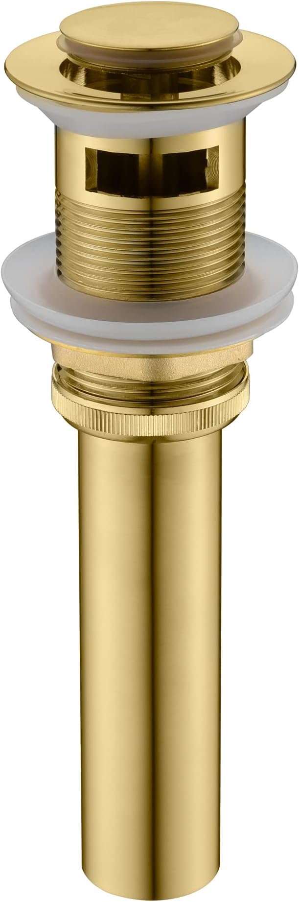 SUMERAIN Brass Pop Up Drain Stopper for Bathroom Sink with Overflow, Brushed Gold