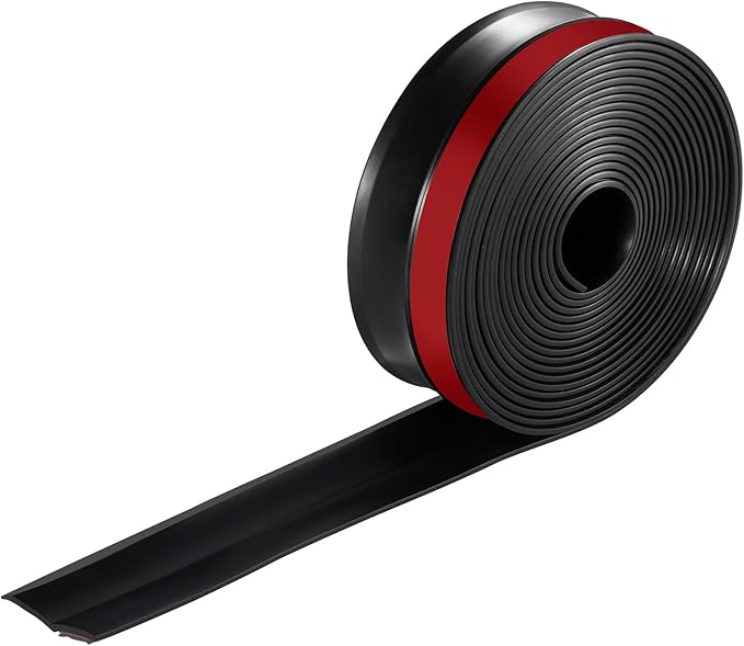 VEVOR Garage Door Seal Top and Sides Seal Strip, 20 FT Universal Weather Stripping Replacement Soft and Hard Composite, Weatherproofing Garage Door TPE Seals with Adhesive Backed and Screws, Black