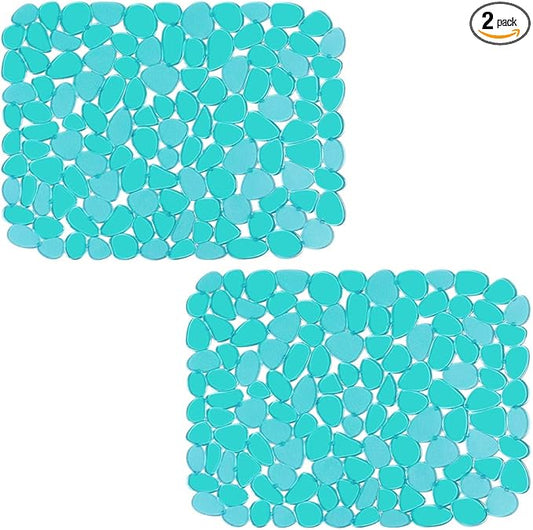 Yolife Pebble Sink Mats for Stainless Steel & PorcelainSink, PVC Sink Saddle Protectors Kitchen Sink Mat, Dishes and Glassware (Green,2 Pack)
