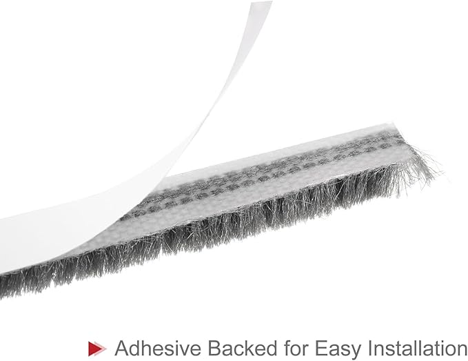 uxcell Weather Stripping Brush, 20ft L x 0.28" W x 0.24" H Self-Adhesive Seal Weatherstrip Sweep Brush Gray for Door Window