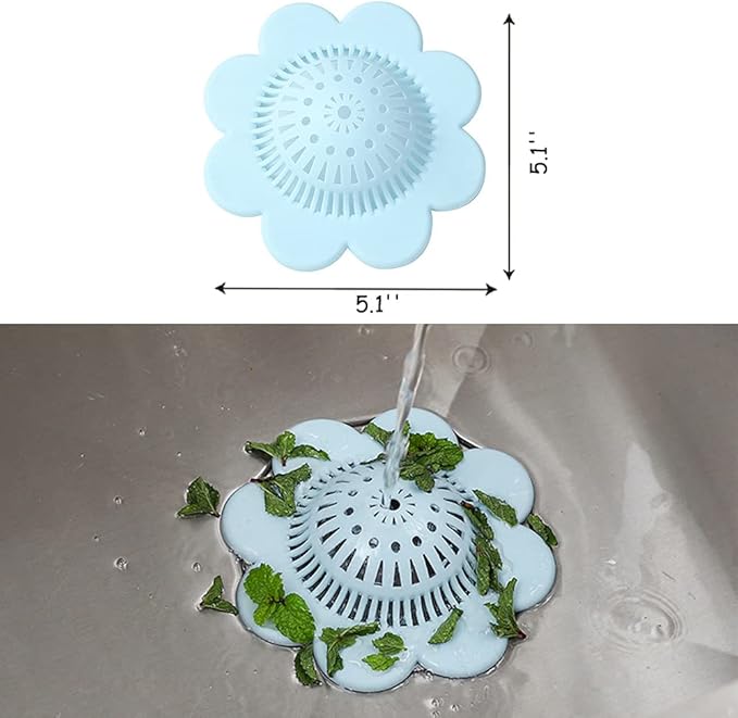 4PCS Drain Hair Catcher Shower Drain Covers Durable Silicone Hair Stopper,Bathtub and Shower Drain Protectors for Bathroom Bathtub and Kitchen
