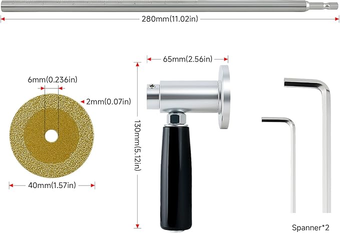 PVC Pipe Inside Cutter with Diamond Grit Wheel & 7-Inch Adjustable Depth for 1-1/2 to 8 Inches, 1/4in Hex Shank for Impact Drivers