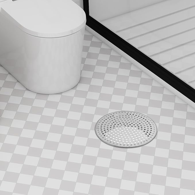 Antrader Floor Drain Cover,5.91 Inch Stainless Steel Floor Drain,Sewer Drain Cover for Outdoor Yard Pipe Roof Balcony,Silver Tone (1Pcs)