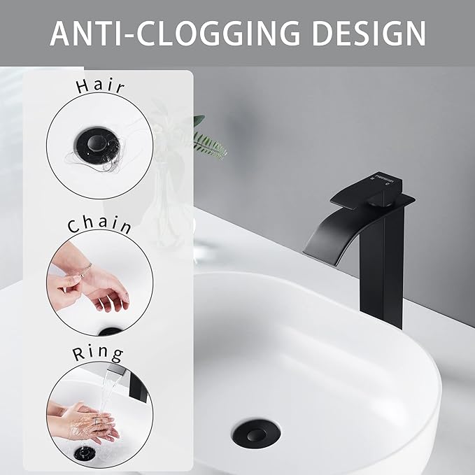 Fransiton Bathroom Sink Stopper, 1.1-1.77 Inch Basin Pop Up Black Sink Drain Stopper, Anti Clogging Drain Plug with Detachable Hair Catcher