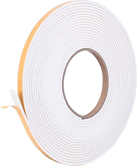 Kikerike Self Adhesive Foam Tape Weatherstrip 1/4in x 1/8in x 26Ft High Density Foam Insulation Strips Seal Weather Stripping with Strong Adhesive for Door and Window Sound Isolation Soundproofing
