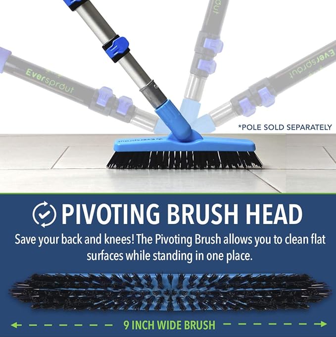 EVERSPROUT Grout Cleaning Brush Scrubber, Stiff V-Shaped Scrub Bristles Built for Corners & Tough Grime, Swivel Scrub Brush & Grout Cleaner for Shower, Bathroom, Tile, Floor, Attachment Cleaner Only