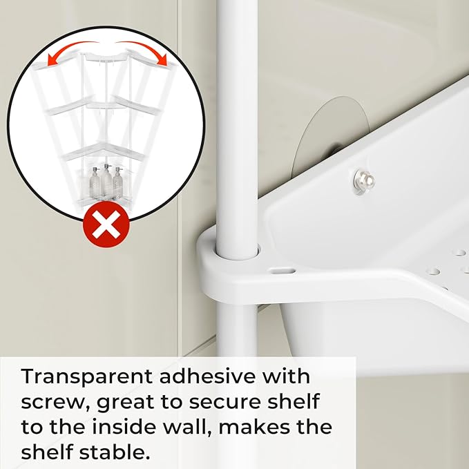 ODesign 4 Tier Corner Shower Caddy,Corner Shower Shelves for Living Room Bedroom Bathroom,Shower Table,Plastic Metal Splicing Ground Cabinet Storage Rack,10.8 x 10.8 x 44.6 inches White-Rustproof